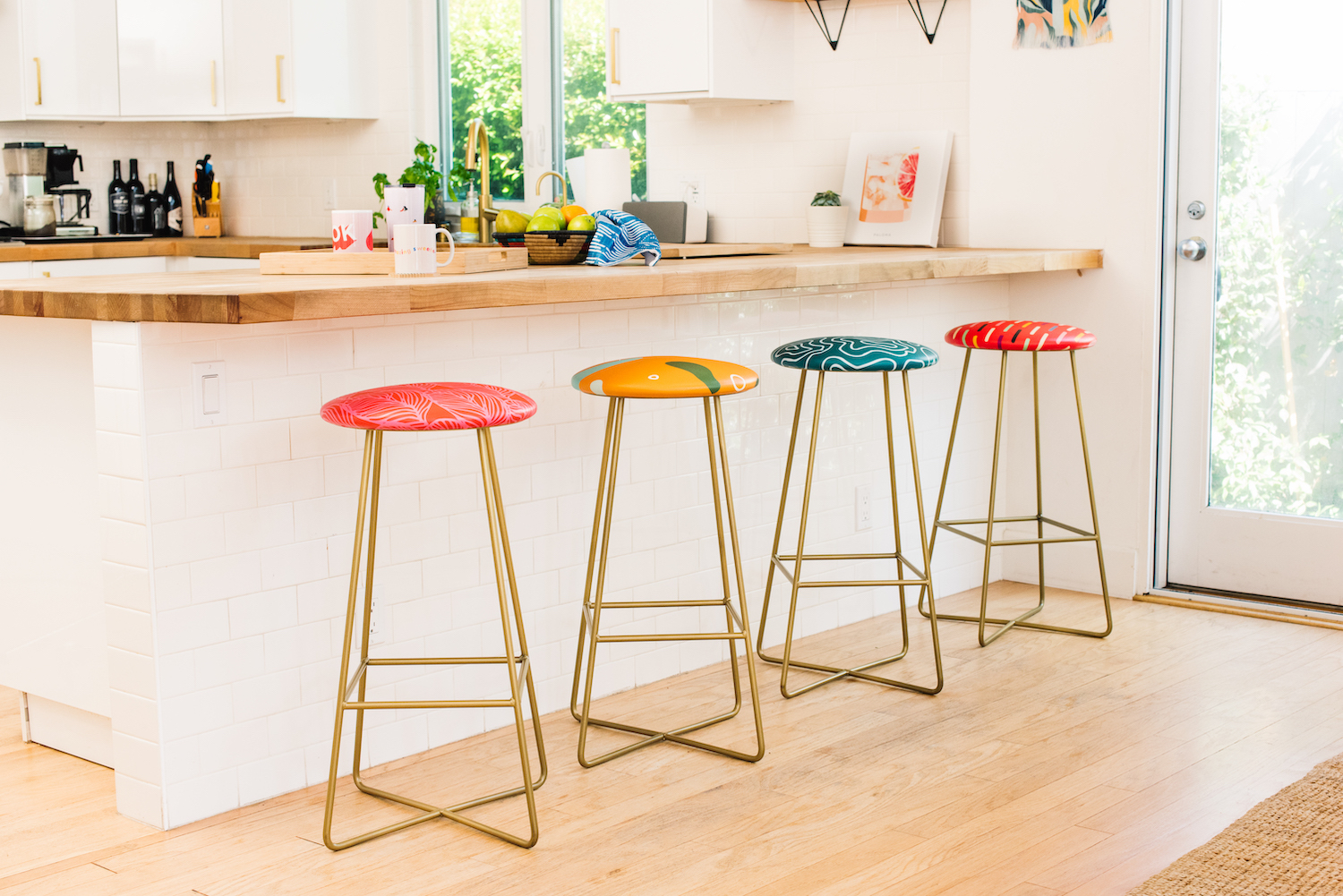 colorful bar stools for kitchen