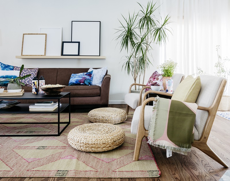 Living room with a rug