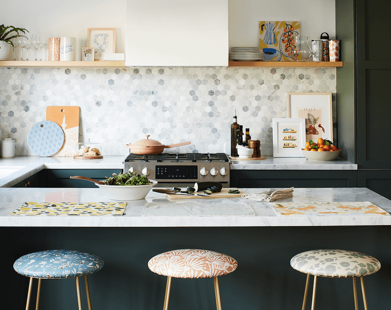 Decorative Plates in kitchen.