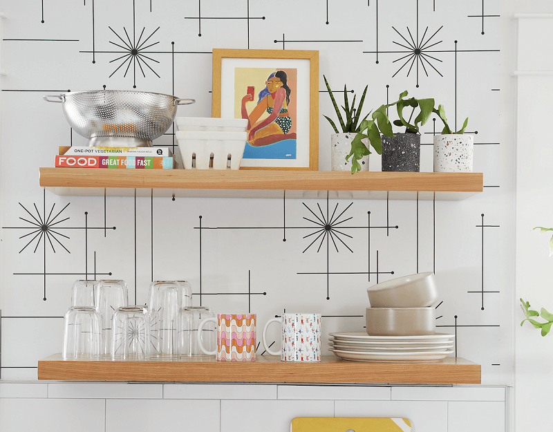 Open Shelving in kitchen