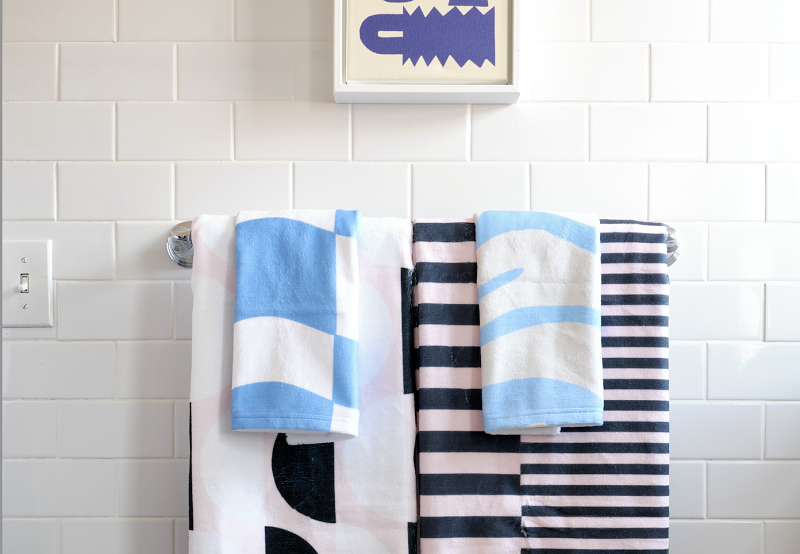 towels Layered on a Towel Bar