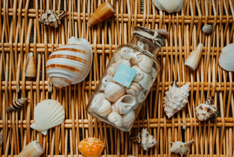 Mason jar with seashells